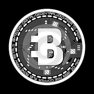 Crypto currency bytecoin black and white symbol
