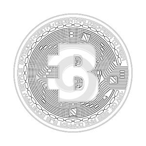 Crypto currency bytecoin black and white symbol