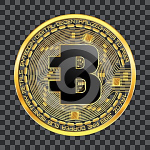 Crypto currency bytecoin golden symbol