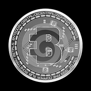 Crypto currency bytecoin silver symbol