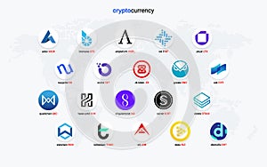 Crypto currency coins digital payment system blockchain concept.