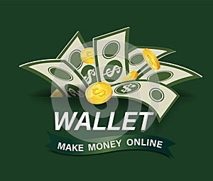 Crypto currency concept that overflows wallets.