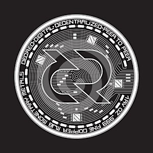 Crypto currency decred black and white symbol