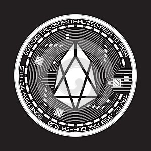 Crypto currency eos black and white symbol