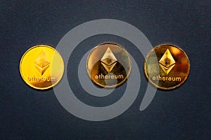 Ethereum, ETH, Crypto Coin on black background