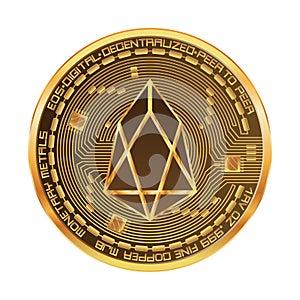 Crypto currency eos golden symbol photo