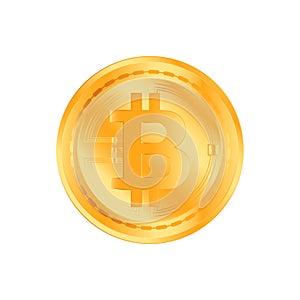 Crypto currency golden coin on white background. Bitcoin symbol of electronic money. Flat Illustration EPS 10