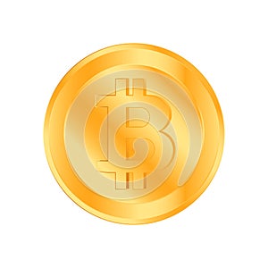 Crypto currency golden coin on white background. Bitcoin symbol of electronic money. Flat Illustration EPS 10