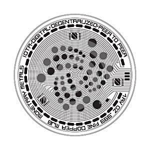 Crypto currency iota black and white symbol photo