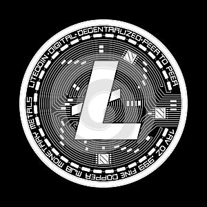 Crypto currency litecoin black and white symbol