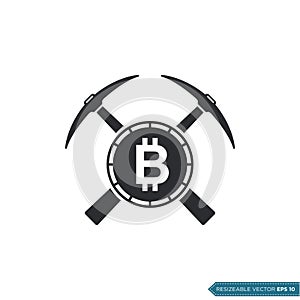 Crypto Currency Mining Icon Vector Flat Design Illustration Design