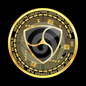 Crypto currency nem golden symbol