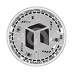 Crypto currency neo black and white symbol