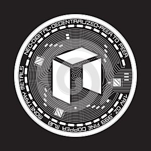 Crypto currency neo black and white symbol