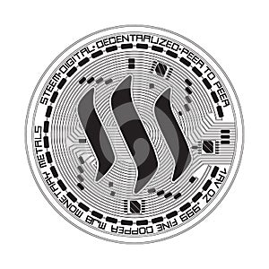 Crypto currency steem black and white symbol