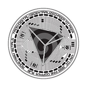 Crypto currency tron black and white symbol