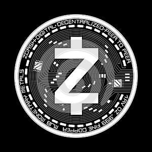 Crypto currency zcash black and white symbol