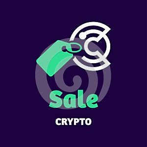 Crypto Logo Combination With Boat Discount Card On Dark Background.