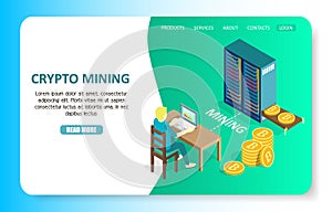 Crypto mining landing page website vector template