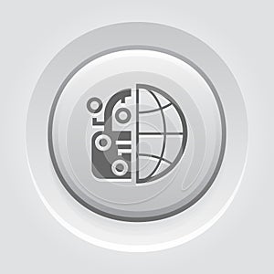 Crypto Protection Network Button Icon.