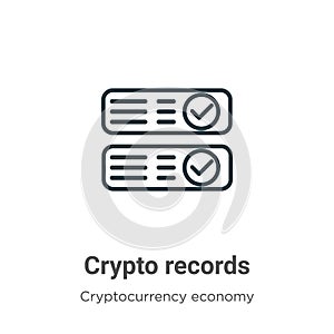 Crypto records outline vector icon. Thin line black crypto records icon, flat vector simple element illustration from editable