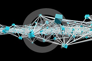 Crypto science blockchain network concept background 3d render