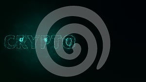 Crypto title with plexus effect. Connected lines with dots. Lines title plexus