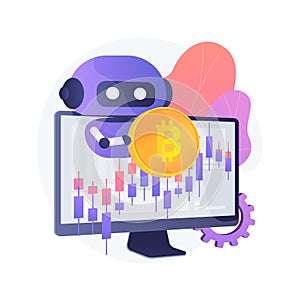 Crypto trading bot abstract concept vector illustration.