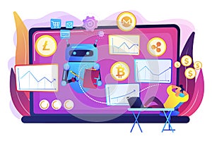 Crypto trading bot concept vector illustration