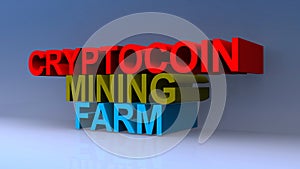 Cryptocoin mining farm on blue