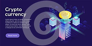 Cryptocoin mining farm layout. Cryptocurrency and blockchain net