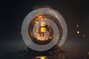 Cryptocurrency bitcoin coin of the future, digital assets, electronic currency.