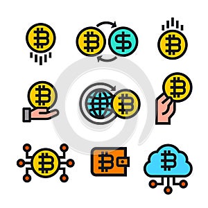 Cryptocurrency Bitcoin Icon Set