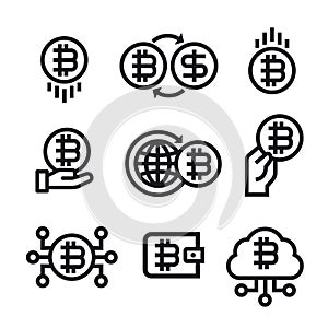 Cryptocurrency Bitcoin Icon Set