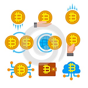 Cryptocurrency Bitcoin Icon Set
