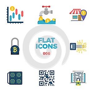 Cryptocurrency and Blockchain Flat Icons