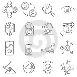 Cryptocurrency and Blockchain Icons and Symbols