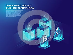 Cryptocurrency and blockchain isometric