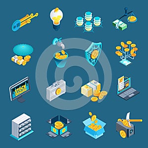 Cryptocurrency Blockchain Isometric Icons