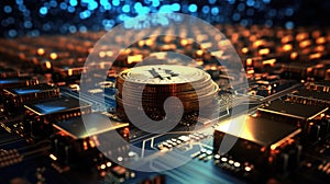 Cryptocurrency and blockchain technology background. Modern financial technologies concept