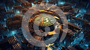 Cryptocurrency and blockchain technology background. Modern financial technologies concept