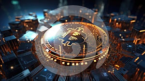 Cryptocurrency and blockchain technology background. Modern financial technologies concept