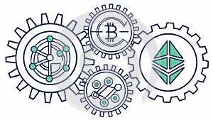 Cryptocurrency Blockchain Technology, Bitcoin and Ethereum Integration, vector design Generative AI