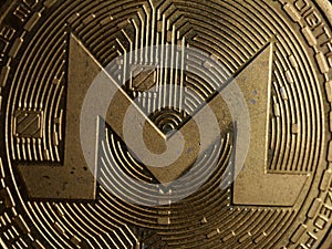 Cryptocurrency business concept. Close up of gold altcoin in hand. World cryptocurrency business. Modern blockchain technology. In