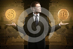 Cryptocurrency and choice concept