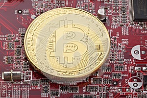 Cryptocurrency coin, bitcoin, concept of electronic money