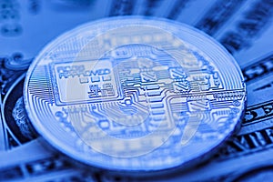 Cryptocurrency coin close-up