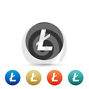 Cryptocurrency coin Litecoin LTC icon isolated on white background. Physical bit coin. Digital currency. Altcoin symbol