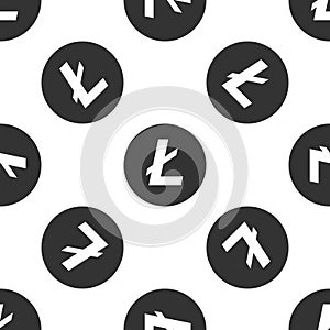 Cryptocurrency coin Litecoin LTC icon seamless pattern on white background. Physical bit coin. Digital currency. Altcoin