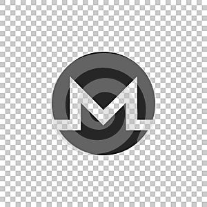 Cryptocurrency coin Monero XMR icon isolated on transparent background. Physical bit coin. Digital currency. Altcoin